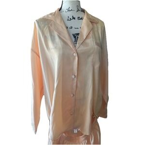 Victoria's Secret Satin Pajama Set Butter Yellow Button Top & Shorts Medium